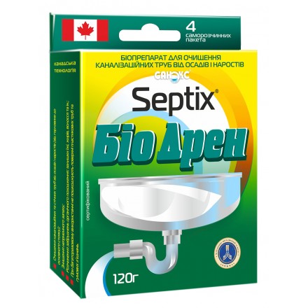 Біопрепарат Септикс (Septix) Біо Дрен, 120 г | Для очищення каналізаційних труб