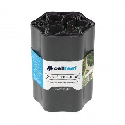 Cellfast Стрічка газонна, бордюрна, хвиляста, 25см x 9м, графіт