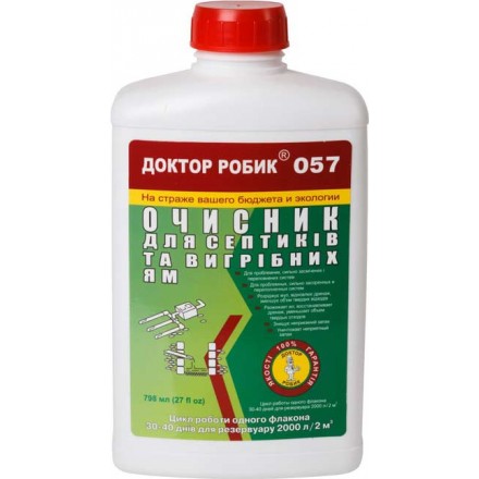 Біопрепарат Доктор Робік 057, 798 мл | Для очищення замулених вигрібних ям та септиків