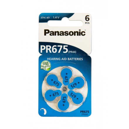 Panasonic Батарейка повітряно-цинкова PR675H(675A, AC675E/EZ, ZA675, DA675), блістер, 6 шт