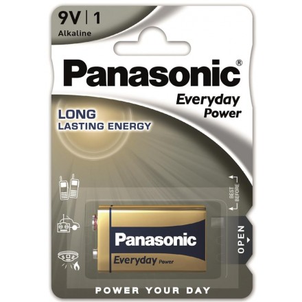 Panasonic Батарейка EVERYDAY POWER лужна 6LR61(6LF22, MN1604, MX1604, Крона) блістер, 1 шт.