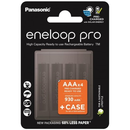 Panasonic Акумулятор Eneloop NI-MH Pro AAA 930 4 шт, з кейсом для зберігання