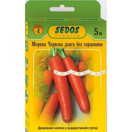 Насіння на стрічці морква Червона довга без серцевини, 5 м