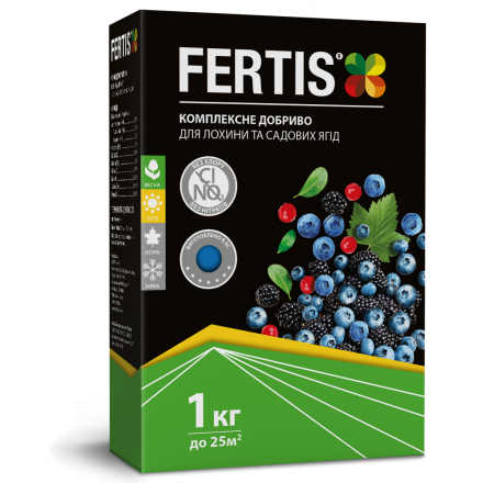 Добриво Fertis для лохини і садових ягід, 1 кг (NPK 12.8.16 + Мg+S+B)