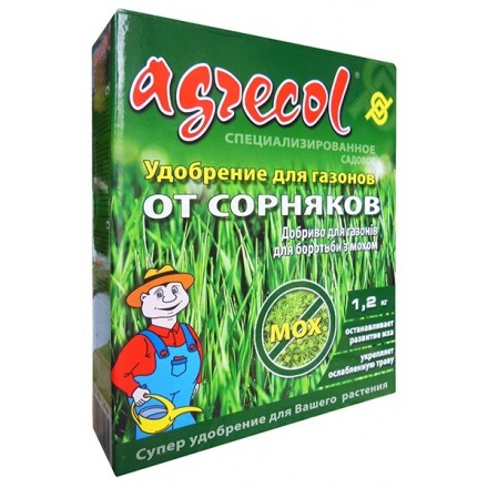 Мінеральне гранульоване добриво від моху для газону Agrecol, 1.2 кг (NPK 15.0.0)