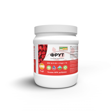 Гелеве добриво GroGreen Фрут NPK 18-11-59 + 2MgO + TE, 1 кг