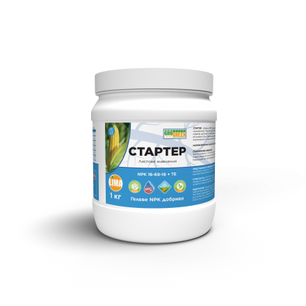 Гелеве добриво GroGreen Стартер NPK 16-69-16 + TE, 1 кг