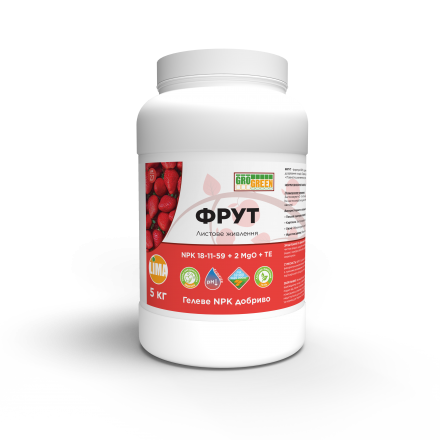 Гелеве добриво GroGreen Фрут NPK 18-11-59 + 2MgO + TE, 5 кг
