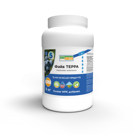Гелеве добриво GroGreen Файв Терра 12-44-12 + 6CaO + 3MgO + TE, 5 кг