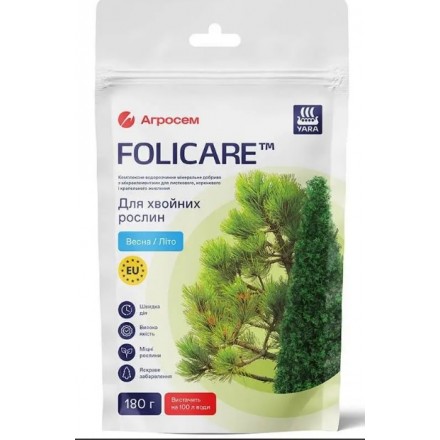 Мінеральне добриво для хвойних рослин Yara Folicare весна-літо, 180 г 
