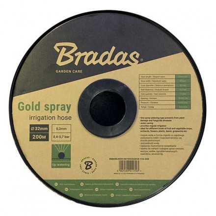 Стрічка зрошувальна D32мм / 18-200мм / 2,5-4,0м / 116л/год / 200м GOLD SPRAY, DSTGS322020-116-200
