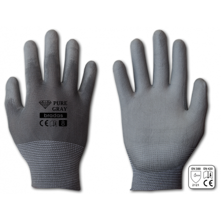 Рукавички захисні PURE GRAY поліуретан, розмір 8, RWPGY8