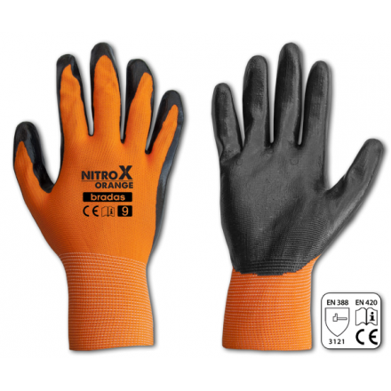 Рукавички захисні NITROX ORANGE нітрил, розмір 9, RWNO9
