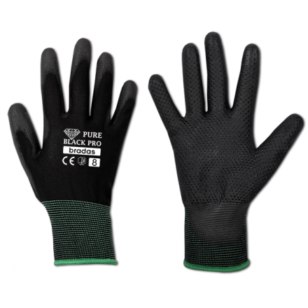 Рукавички захисні PURE BLACK PRO поліуретан, розмір 8, RWPBCP8