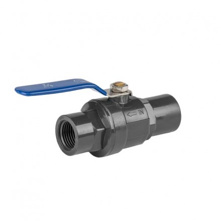 Кран кульовий рівнопрохідний, РВ 3/4", для труб ПВХ PN10, з SS ручкою, DSRA10V1SF34F34SS