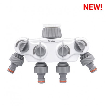 Розподільник з 4 кранами на кран 1" або 3/4", SOLID WHITE LINE, на карті, WL-3034K