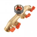 Колектор 4-ходовий з клапанами РЗ 3/4", з'єднання з краном РВ 3/4", латунь, BRASS SOFT, BR-S3034