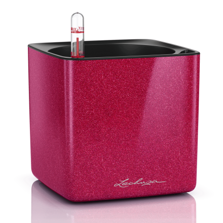 Розумний горщик Lechuza CUBE Glossy Kiss 14, вишневий блискучий